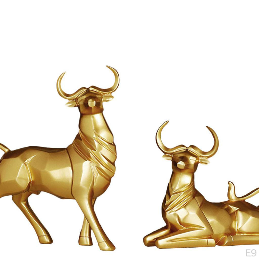 1 пара статуэток скульптур быков, счастливые поделки для книжной полки, стола, гостиной, рождественский подарок