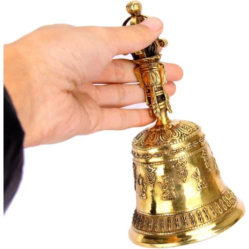 Pure Copper Vajra Bell, Buddhist Hand Bell, Meditation, Healing, Purification, Stress Relief, Spiritual Purification, Ideal for Temple Use, Esoteric B