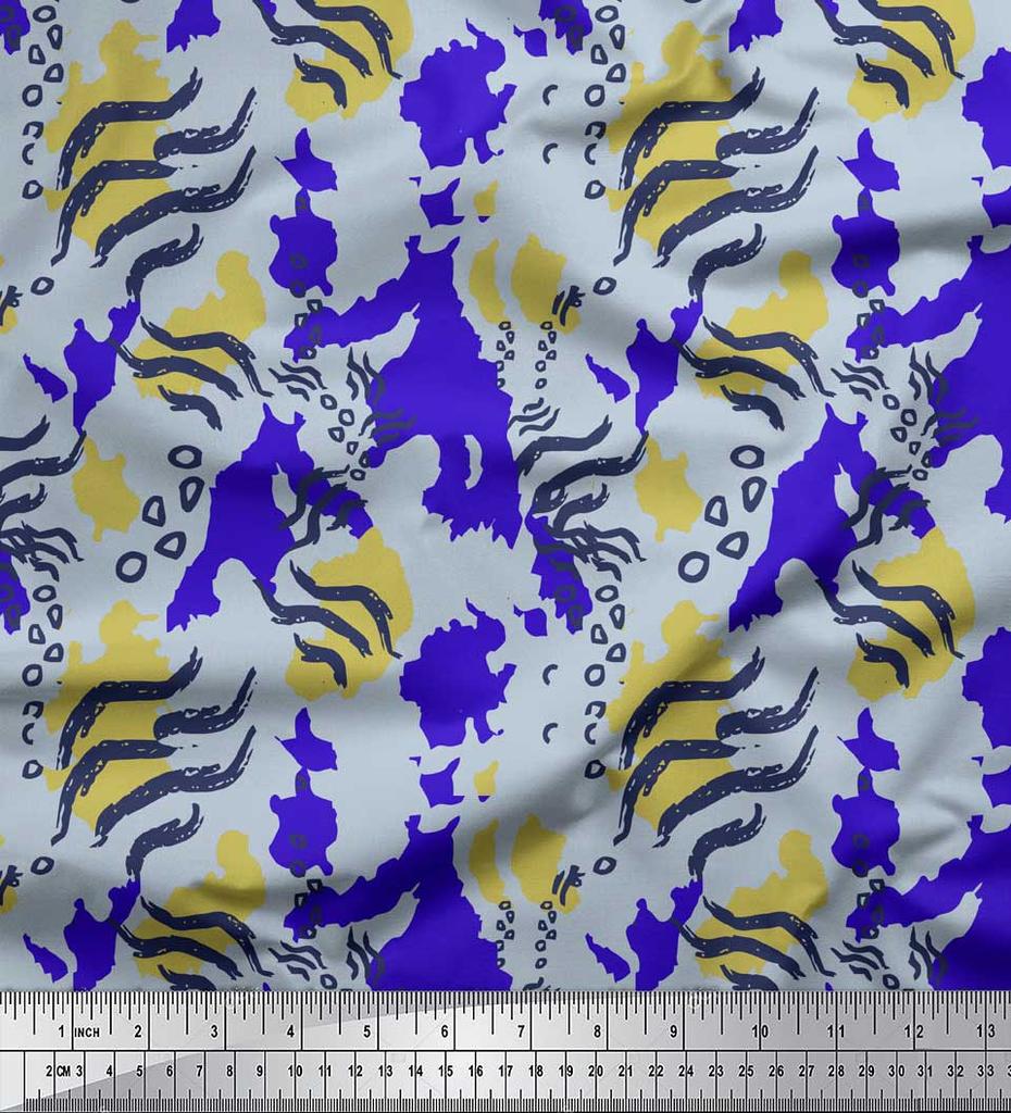 Soimoi Red Japan Crepe Satin Fabric Zebra & Leopard Animal Skin Print Fabric by the Metre 42 Inch