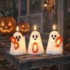 Festival Atmosphere Lighting Halloween Ghost Flameless Candle, Cute Holding BOO Letter Tealight, Table Centerpieces Battery Operated LED Flickering