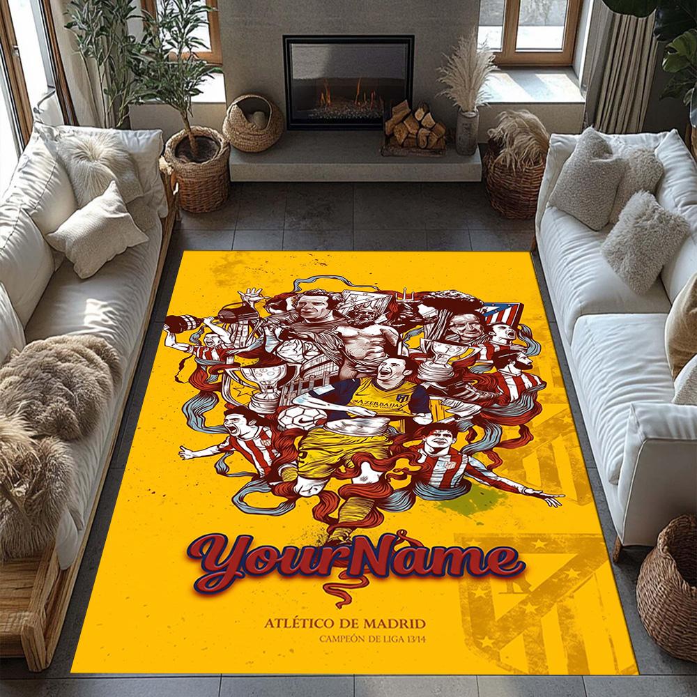 Atletico Madrid Customize Text Floor Mat Perfect for Balcony Dining Room Hallway Bedrooms Anti-slip Rug Decorate Offices Spiritual Gift