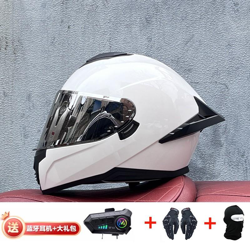 Full Face Motorcycle Helmet With External Bluetooth Module Men Women Large Rear Wing Sport Style DOT Approved