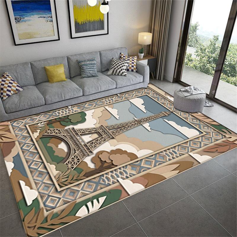 2025 New Paris Eiffel Tower Carpet Rug for Living Room Bedroom Home Sofa Decoration,Kids play Non-slip Floor Mat89