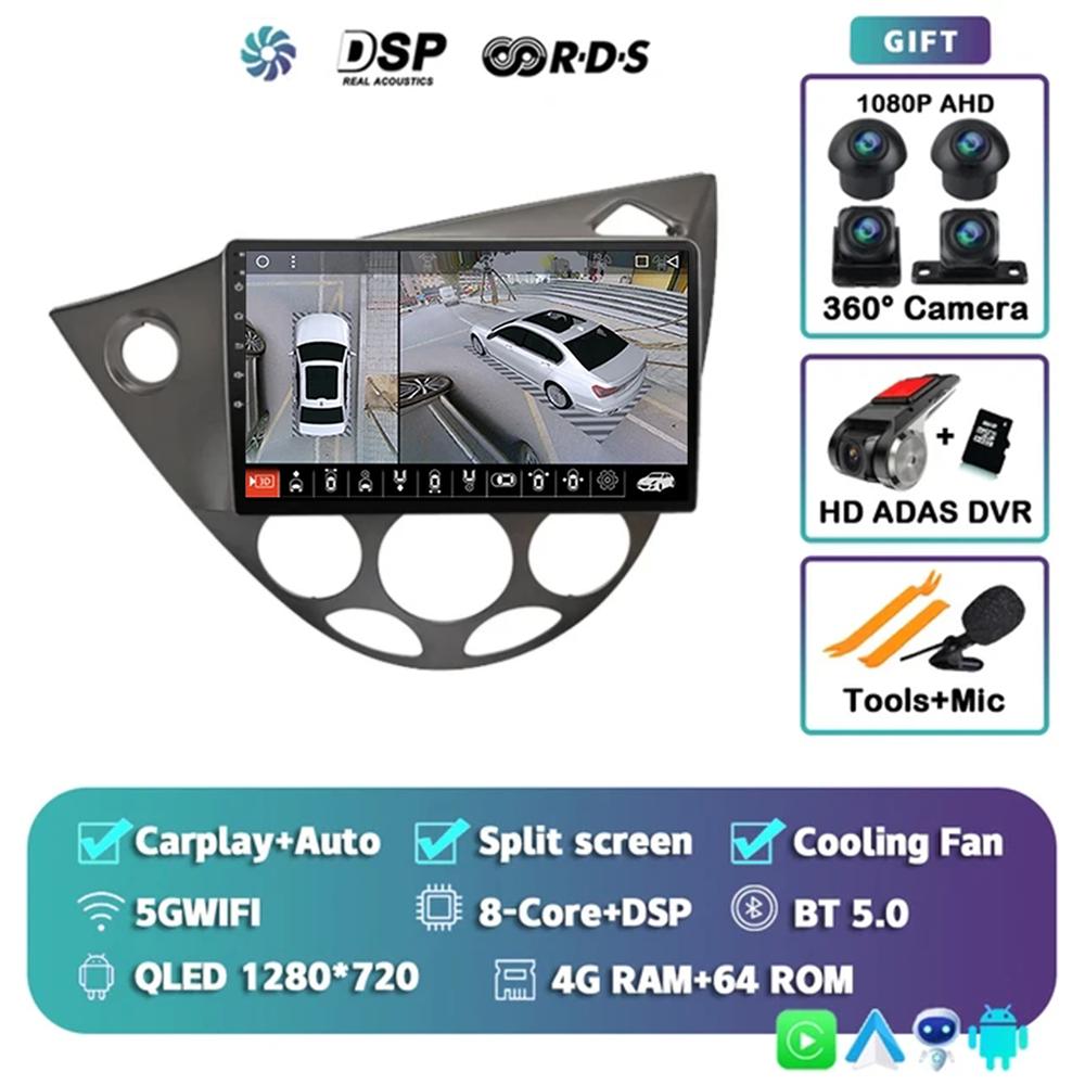 9-дюймовый Android 14 автомобильный радиоприемник для Ford Fiesta 1995-2001 Focus MK1 1998-2004 2 Din стерео мультимедийный проигрыватель Carplay Autoradio головное устройство