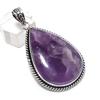 Natural Sage Amethyst Gemstone 925 Sterling Silver Jewelry Pendant 2.25" V8c15