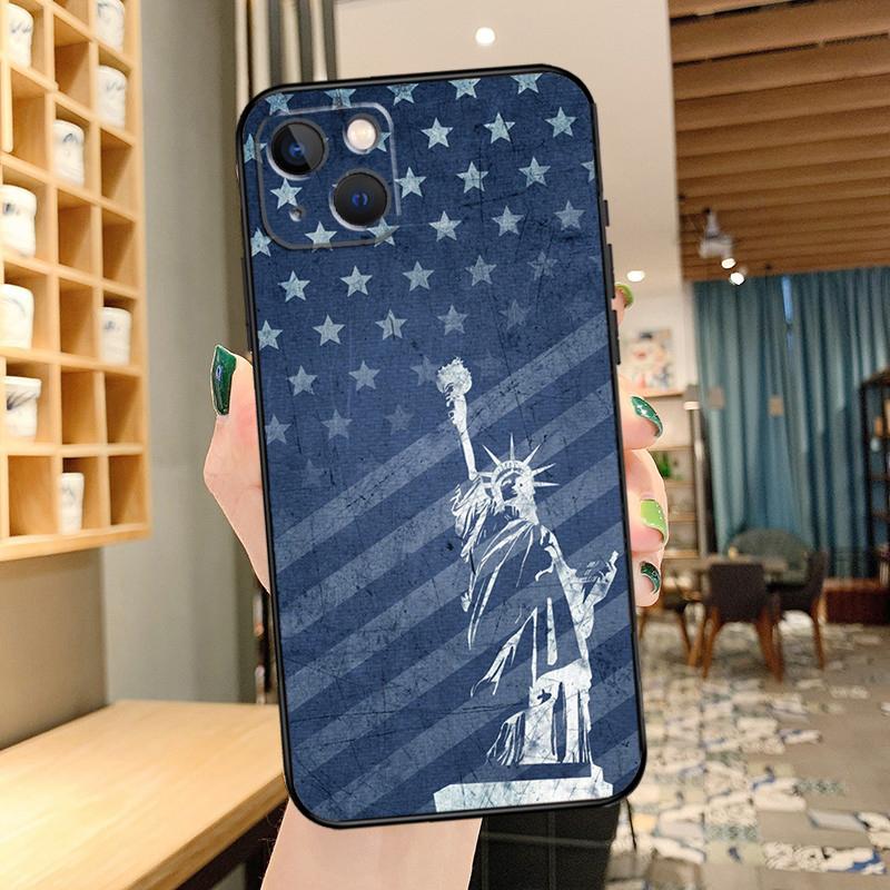 Чехол для телефона с изображением флага Америки и Статуи Свободы для iPhone 15 Pro Max 14 13 12 11 16 17 Pro Max mini 15 16 Plus 16e 17 Air Cover