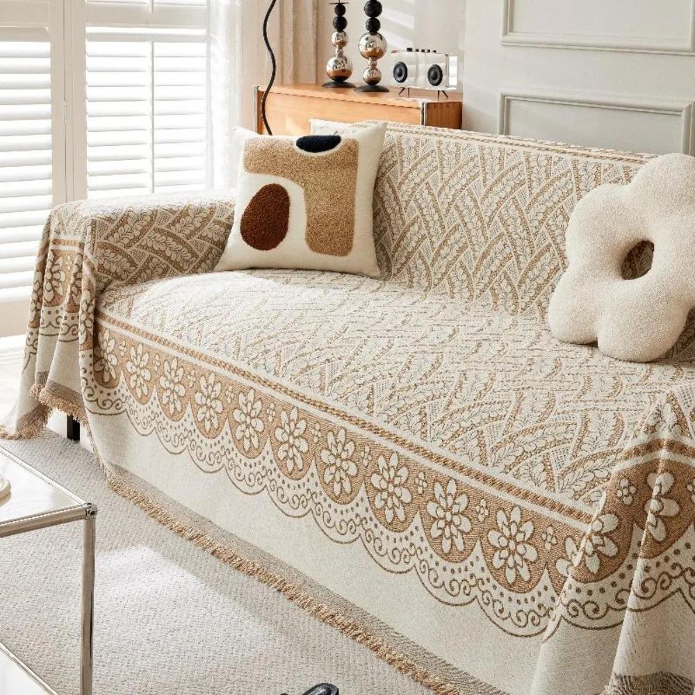 1 шт. Простой мягкий чехол для дивана из шенилла, пылезащитный и противоскользящий коврик для мебели для гостиной, полотенце для дивана с кисточками, домашний декор