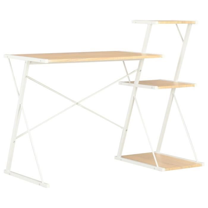 VidaXL Bureau avec étagère Blanc et chêne 116x50x93 cm 20291