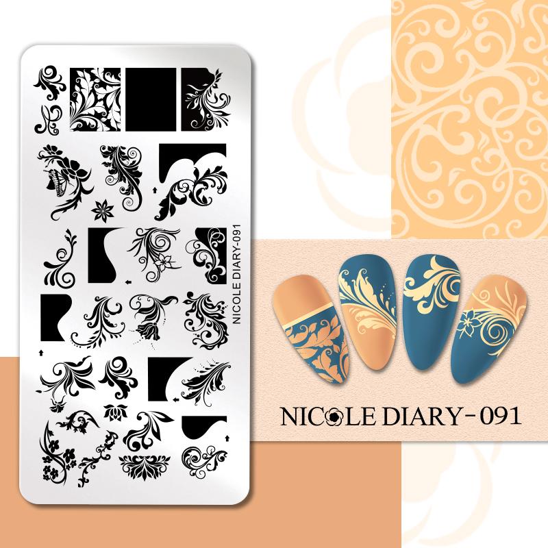 NICOLE DIARY Пластина для стемпинга ногтей Леопардовый Цветок Шаблон для переноса изображения Геометрия Лист Стерильный Стальной Штамп Инструмент для печати на ногтях