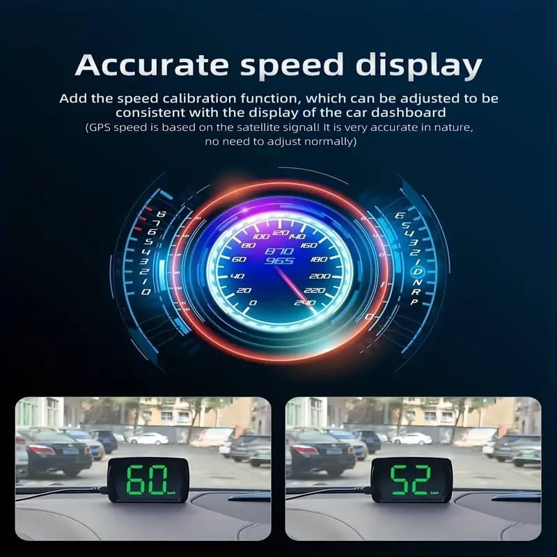 Проекционный дисплей для автомобилей HUD GPS Спидометр MPH с быстрой зарядкой QC3.0 и устойчивыми силиконовыми накладками, USB-кабель 2 м, Цифровой спидометр для автомобилей Грузовиков,