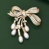 Pearl-shaped Bow Tassel Brooch with A Feminine Design Sense, A Niche Brooch and Fashionable Suit Coat