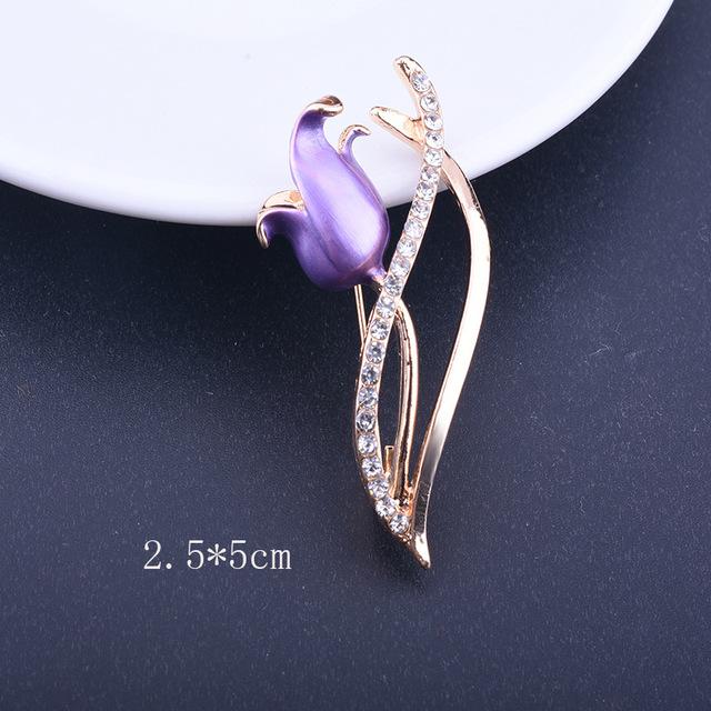 Элегантная золотая белая брошь-тюльпан, милая цветочная булавка, подарок для женщин, свадебных, помолвочных, вечерних, вечеринок, ювелирных изделий