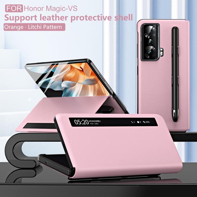 Phone Cover For Honor Magic Vs Smart Touch View Window Flip Funda For Honor Magic Vs Flip Leather Case Add Touch Pen Slot Holder