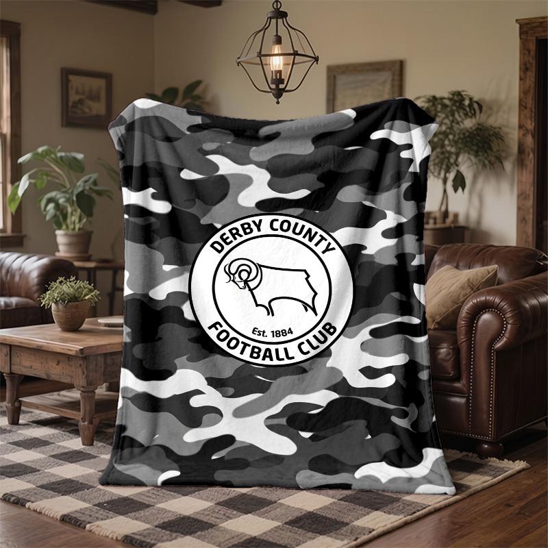 Derby County Football Print Flannel Blanket Soft Warm Sofa Bed Throw Blanket For Home Office Bedroom