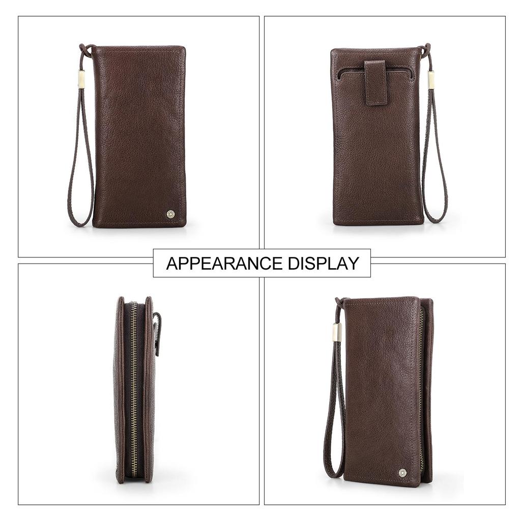 Genuine Leather Men's Long Wallet Male Clutch Purses RFID Wallets Zipper Large Capacity Card Holder