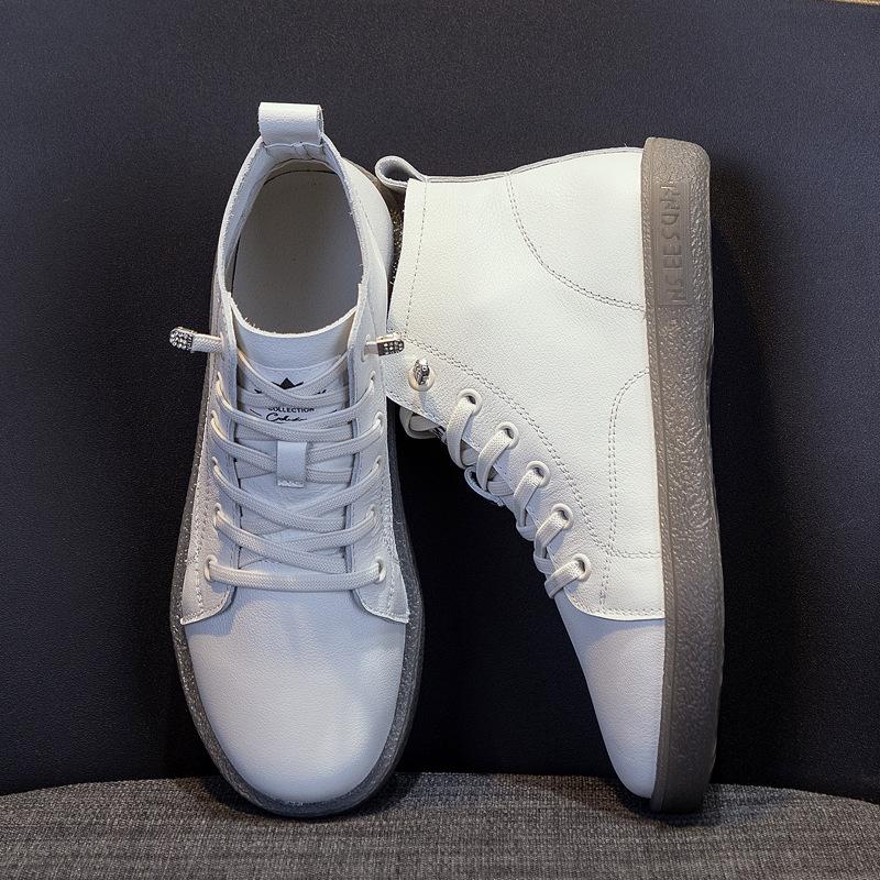 Короткие ботинки из натуральной кожи Повседневная кожаная обувь Ботинки Martin на плоской подошве