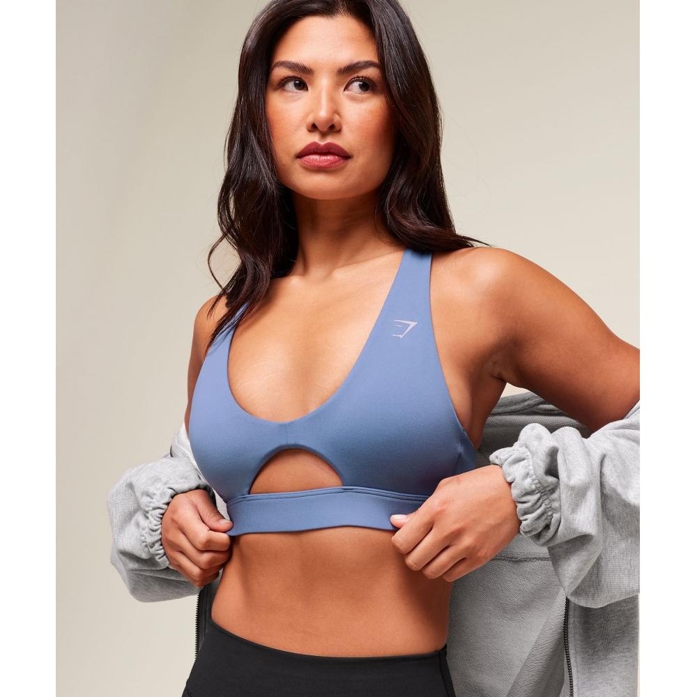 Gymshark Peek A Boo Sports бюстгальтер Worn Blue b8A5z Udr1