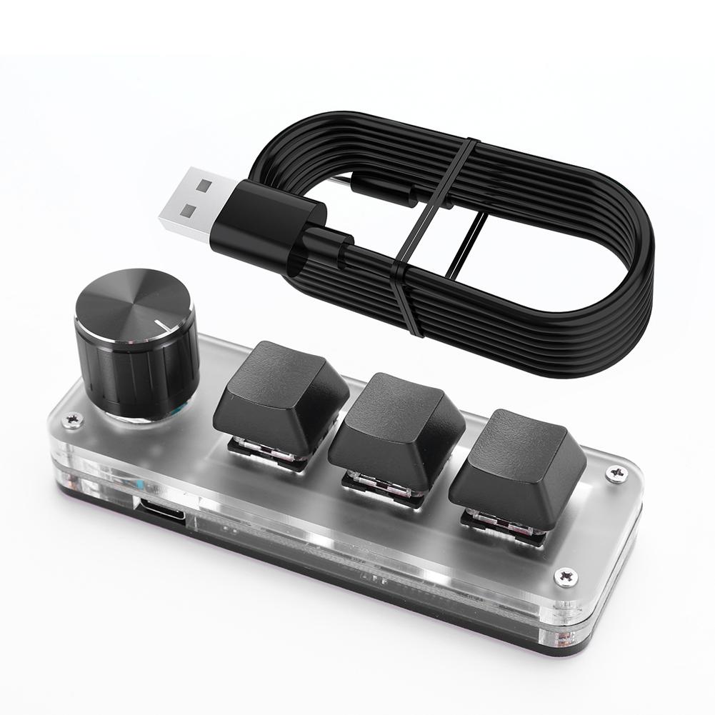 3 клавиши 1 ручка/4 клавиши Программирование Макро Ручка Клавиатура RGB Проводная USB Мини Механическая BT Клавиатура Хотсвап Механический Макропад