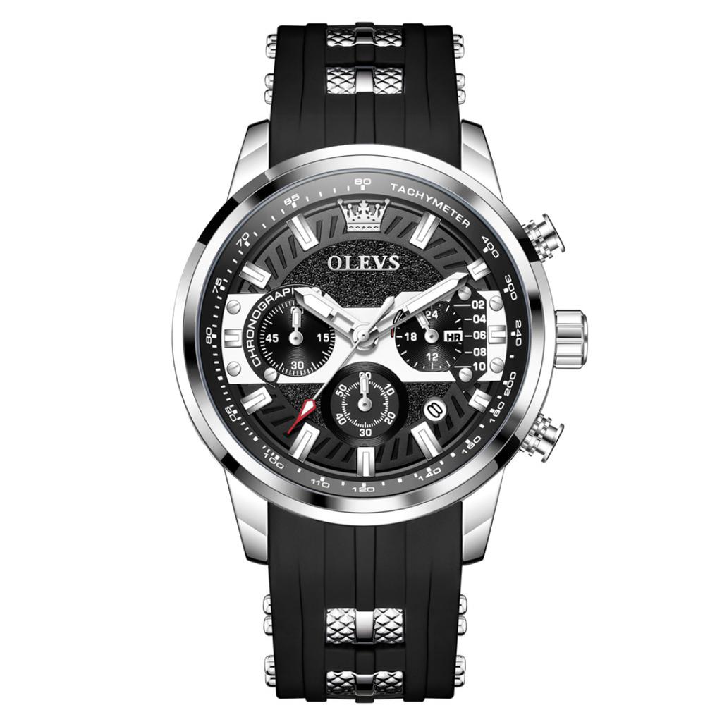 OLEVS Brand Original Quartz Watch Men Sports Silicone Waterproof Luminous Multifunctional Chronograph Watches For Men