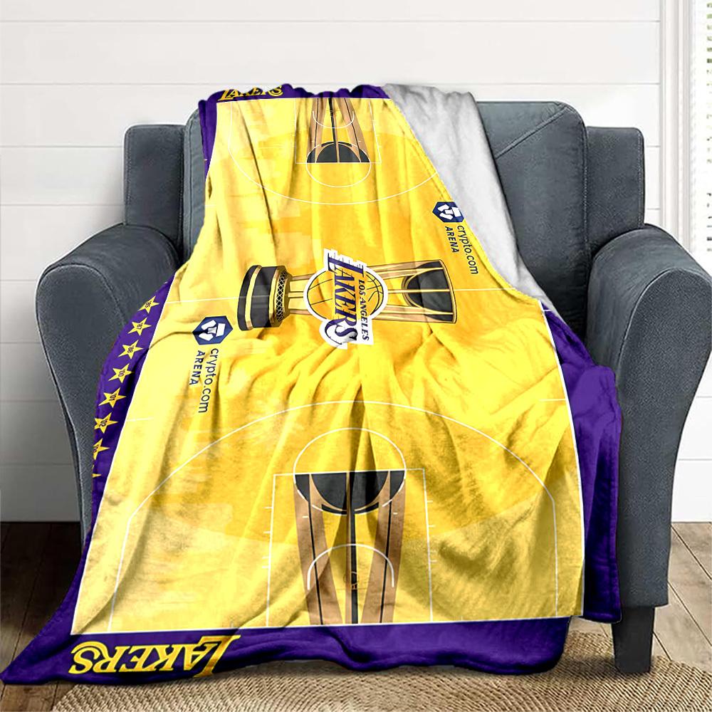 1pc Basketball Lakers Flannel Blanket, Soft Skin Friendly with Digital Printing, Various Sizes Available for Family, Friends, Birthday