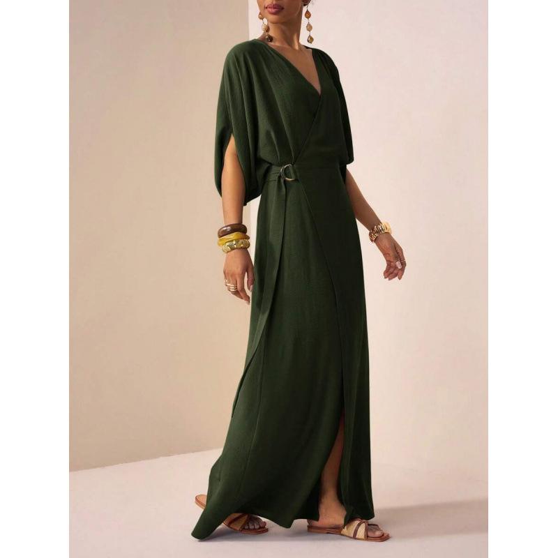 Europe, America 2026 summer new retro casual loose simple waist strap thin dress