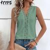 Women's Fashion Casual Summer Spring Solid Color Print Sleeveless V-Neck Blouses & Shirts