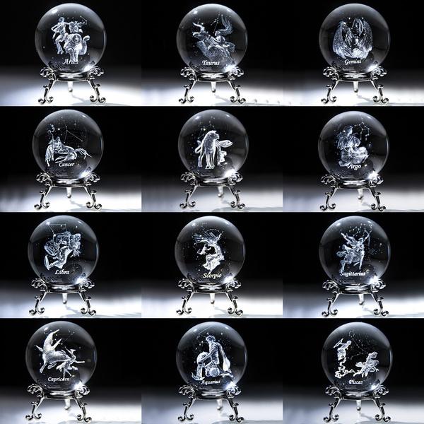 H & D 3D Созвездие Хрустальный Шар Сфера Дисплей Стекло Пресс-папье Волшебный Шар Исцеляющий Хрустальный Шар С Подставкой Для Креативного Подарка На День Рождения