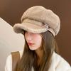 Coldproof Lamb Fleece Peaked Cap Thickened Plush Octagonal Cap Personality Winter Painter Hat Girl