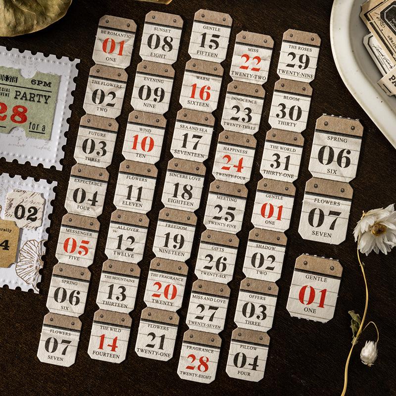 Ketchup Long Strip Retro Date Number Stickers for DIY Journal & Collage Decoration