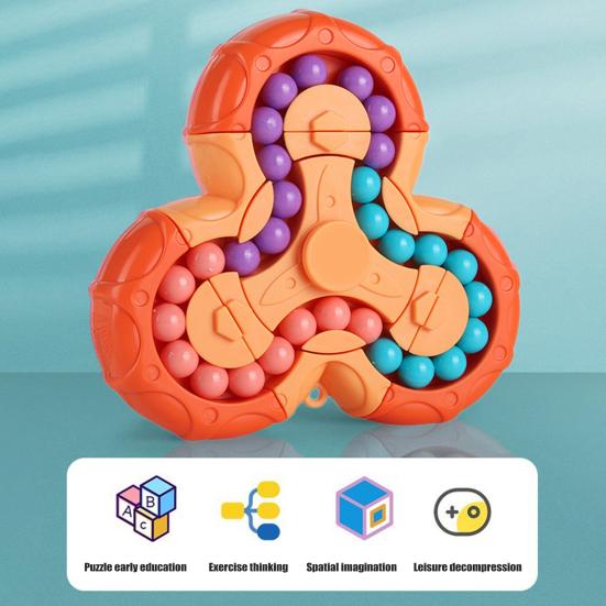 Colorful Bean Fidget Spinner Toy 2-In-1 Rotating Bean Cube Gyro Stress Anxiety Relief Fingertip Spinning Sensory Toy Kids Adults Party Favors