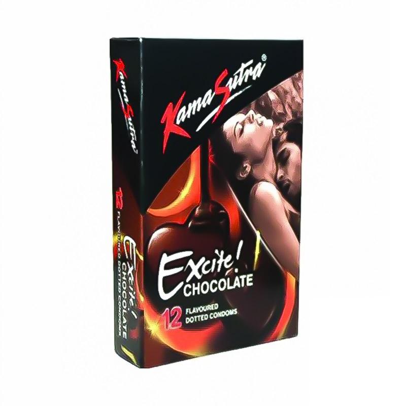 Презервативы точечные с ароматом Шоколада (12 шт), Chocolate Flavoured Dotted Condoms, Kamasutra