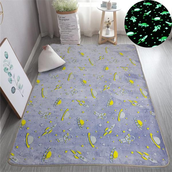 Glow In The Dark Area Rug Rainbow Unicorn Large Stars Pattern Carpet For Kids Room Bedroom Decor
