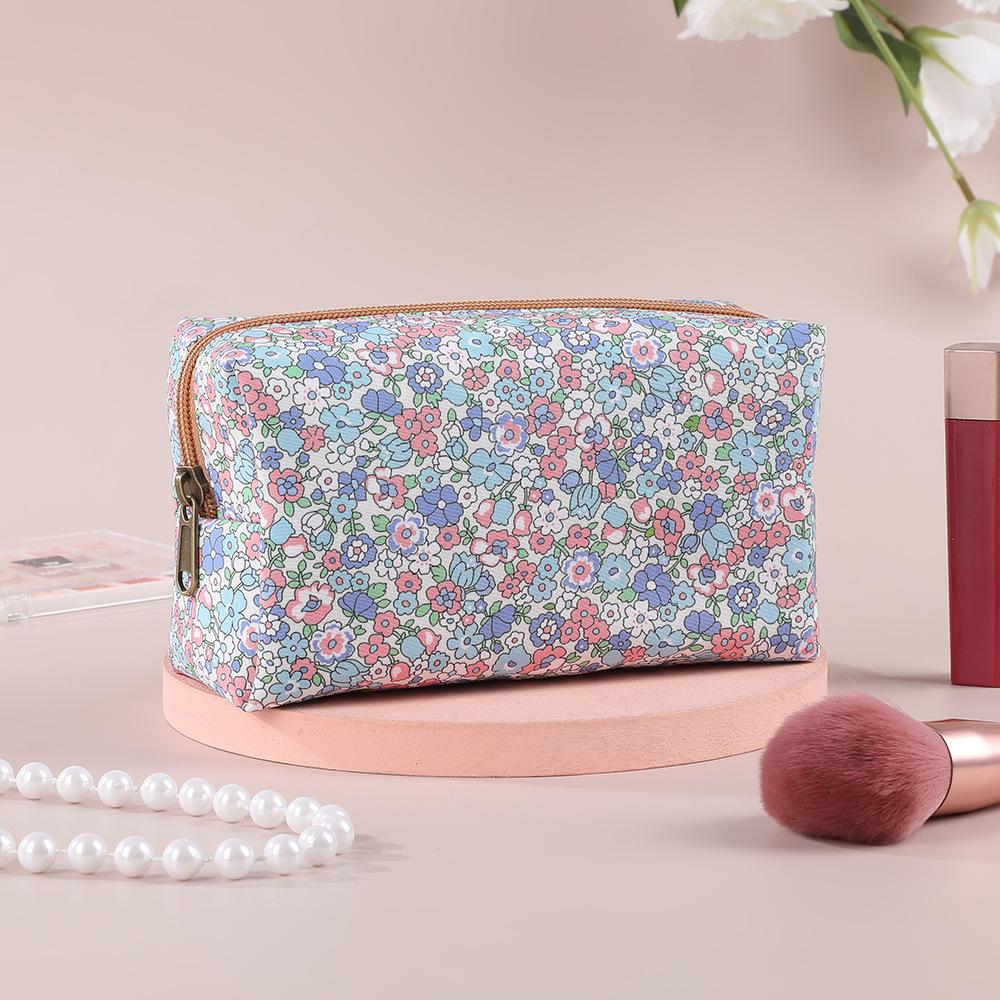 Милая маленькая цветочная хлопковая косметичка женская моющаяся сумка на молнии для женщин и девочек кавайные дорожные косметички