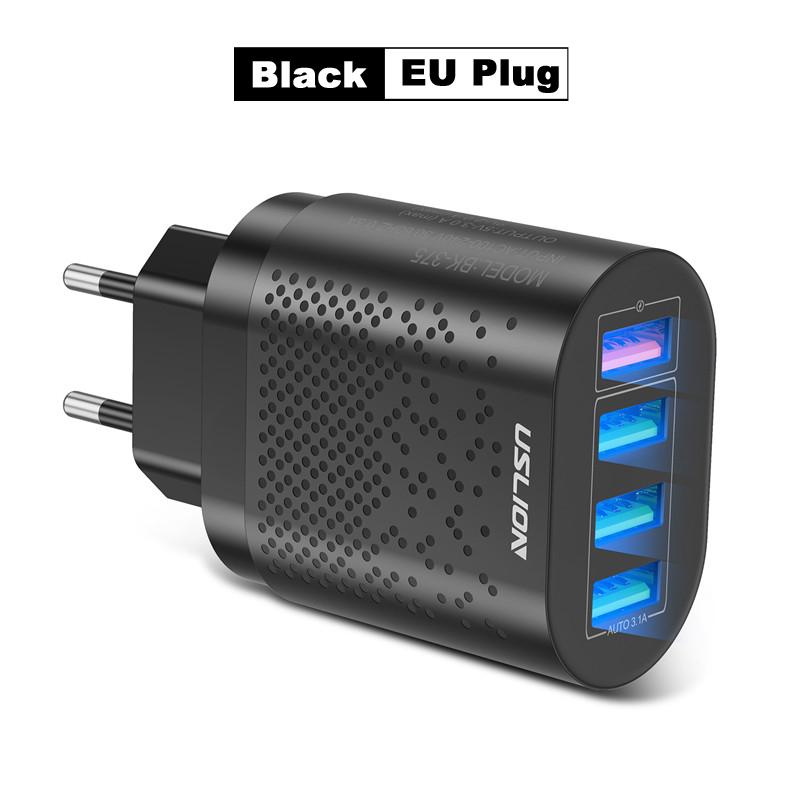 USB-зарядное устройство с вилкой европейского/американского стандарта, 3A, Quik Charge 3,0, зарядное устройство для мобильного телефона для iPhone 11, Samsung, Xiaomi, 4 порта, 48 Вт, быстрые настенные зарядные устройства
