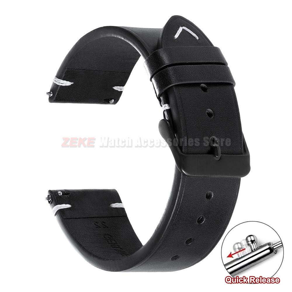 20mm 22mm for Omega Vintage Oil Wax Leather Watch Band 18mm 24mm Universal Stitching Cowhide Straps for Seiko Men Watch Bracelet