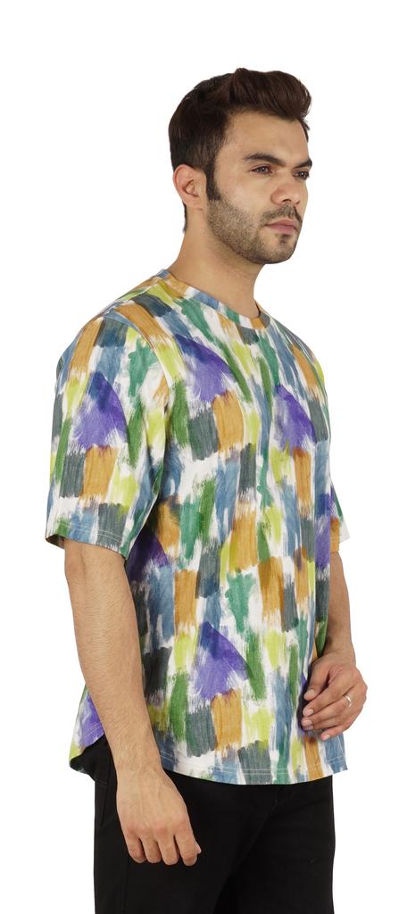 Inkmeso Printed Casual Short Sleeve T-shirt For Men  S Holiday Beach Wear Tee Cotton Jersey Tropical