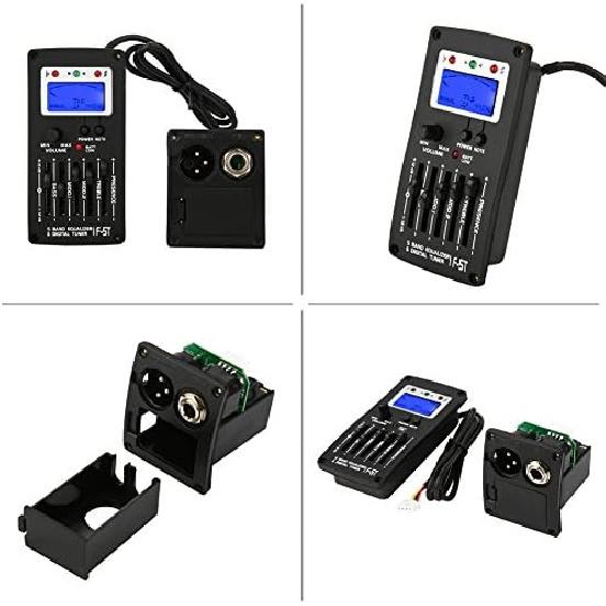 Guitar Pick Up F-5T 5Band Equalizer, Preamp Amplifier Tuner Digital Tuner Pickup for Electric Acoustic Classic Guitar for Electric Acoustic and
