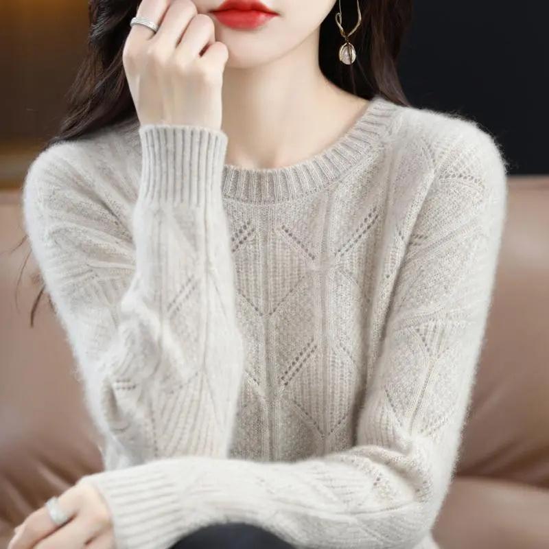 Spring Autumn O-neck Knitted Pullovers Shirt Womens Sweaters Loose Bottoming Shirt Cashmere Fashion Soft Jumper Top