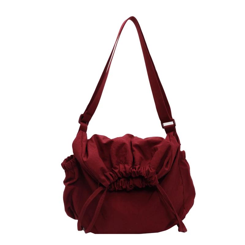 Женская сумка из нейлона на молнии, повседневная, простая, через плечо, универсальная, дорожная сумка, однотонная, мягкая