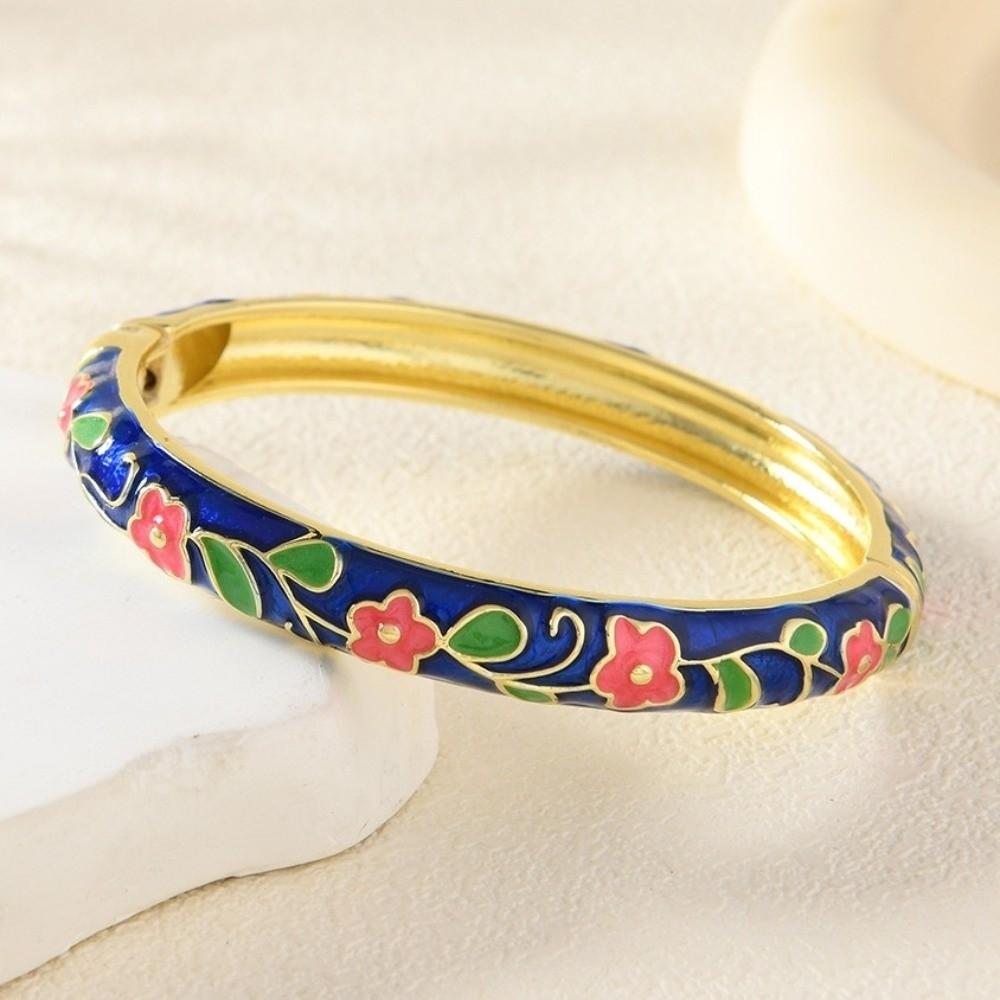 Floral Motifs Enamel Bracelet Zinc Zinc Zinc Alloy Dropped Glaze Bracelet  Traditional