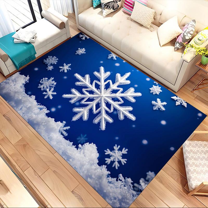 snowflake winter Crystal Velvet Office chair mat Area Rug - Non-Slip, Floor Mat, Office Desk Chair Rugs,Christmas Gift-1106105