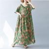 Short Sleeve Plus Size Cotton Vintage Floral New In Dresses for Women Casual Loose Long Summer Dress