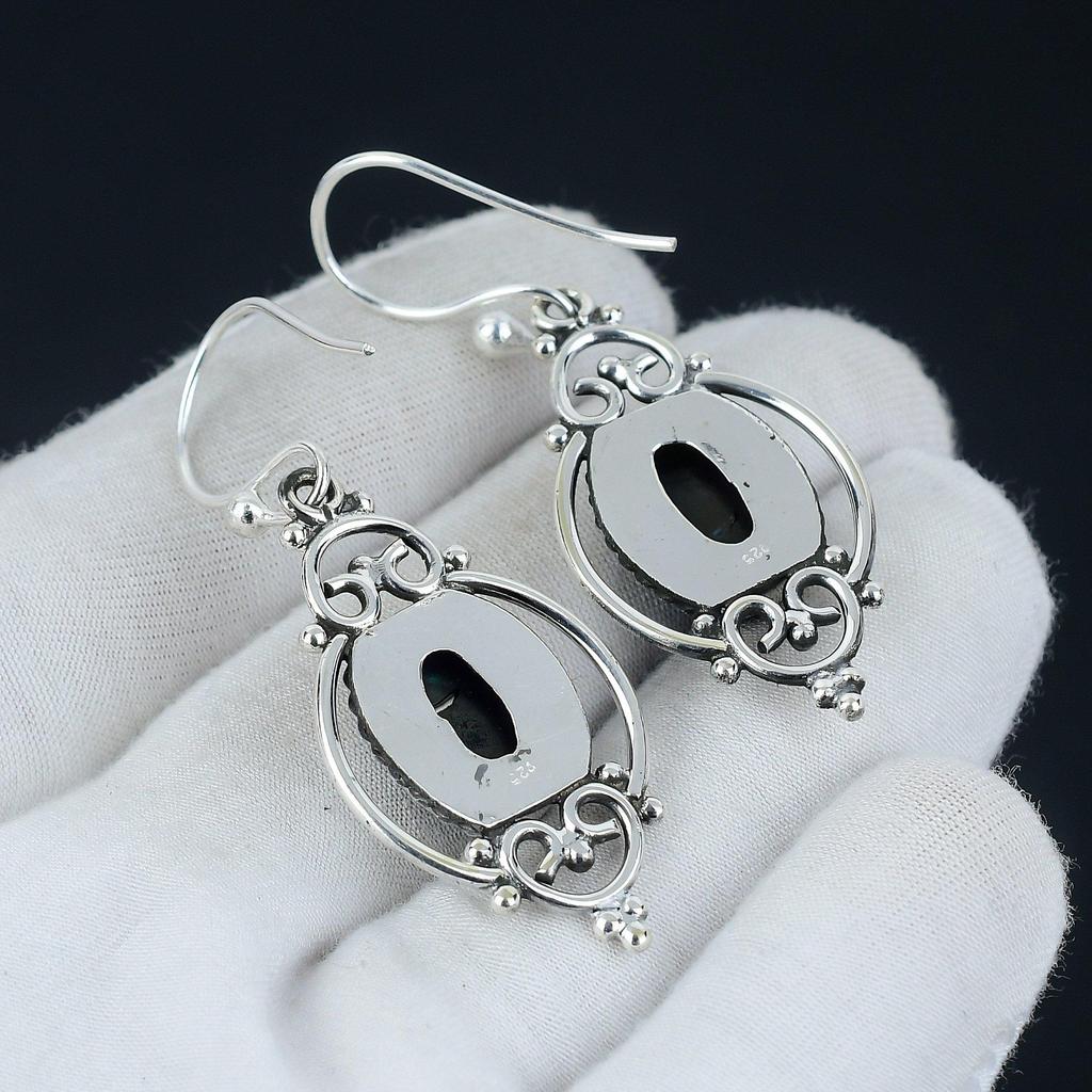 Серьги с австралийским тройным огненным опалом, серебряные серьги с опалом, серьги с кабошоном, серьги из стерлингового серебра 925 пробы, серьги с драгоценными камнями, серьги с подвесками