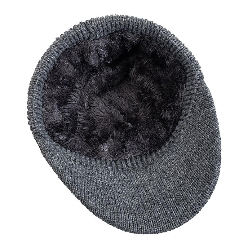 New Style Unisex Warm Winter Hat Brim Fur Lined Beanie Hat Sports Label Thicken Winter Hats For Men Women Outdoor Knitted Hat