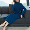 Повседневное платье-свитер для женщин, средней длины, с высоким воротником, вязаный свитер, большого размера, однотонный пуловер, вязаное платье с длинными рукавами