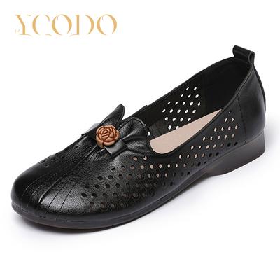 Летняя женская обувь из дышащей кожи на мягкой подошве из воловьей кожи