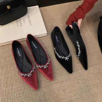 Модная женская обувь на плоской подошве Весна Осень 2025 с бриллиантовым носком и неглубоким вырезом Лоферы Женская Роскошная Обувь Женские Zapatillas Mujer