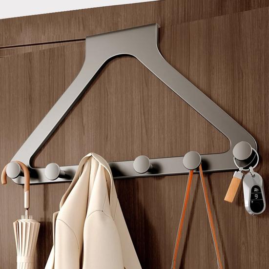 Hook Up Over Door Hooks Double Height No Drill 6 Hooks Towels Robes Dresses Sturdy Damage-Free Installation Hanging