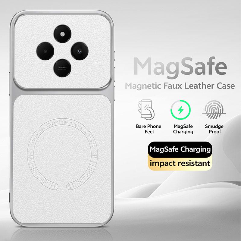 Чехол-книжка из роскошной PU-кожи с магнитной беспроводной зарядкой для Magsafe Xiaomi Redmi 14C 15A A4 A3 A7 Pro 17, мягкая задняя крышка