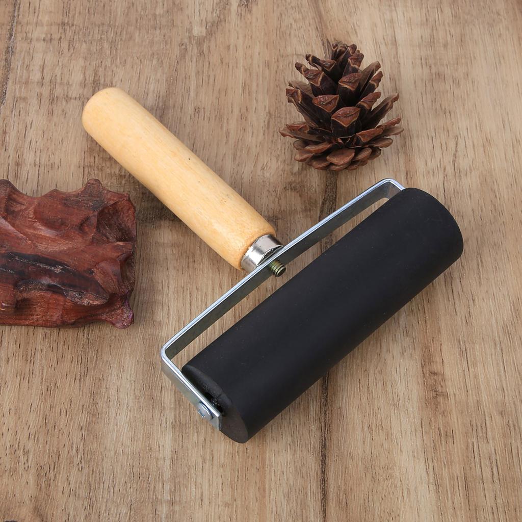 Резиновый печатный валик черный съемная деревянная ручка печать художественные принадлежности для поделок L